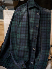 ブルーグリーンチェック ウールブレンドシャツ ジャケット