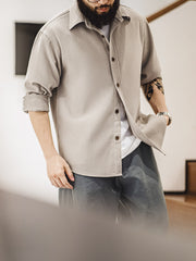 無地2色 ワッフル長袖シャツ