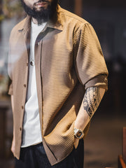 無地2色 ワッフル長袖シャツ