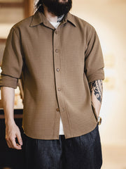 無地2色 ワッフル長袖シャツ