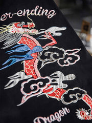 Tシャツの昇り龍刺繍のディテール