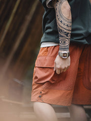 立体的なダブルポケット ナイロンビーチ パンツ