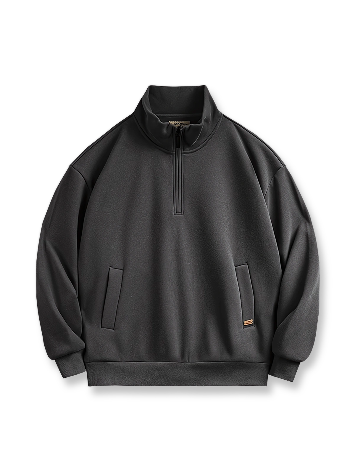 ハーフジップスタンドカラーフリーススウェット平置き画像