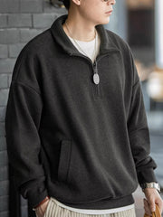 ハーフジップスタンドカラー フリーススウェット