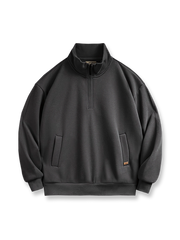 ハーフジップスタンドカラーフリーススウェット平置き画像