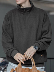 ハーフジップスタンドカラー フリーススウェット