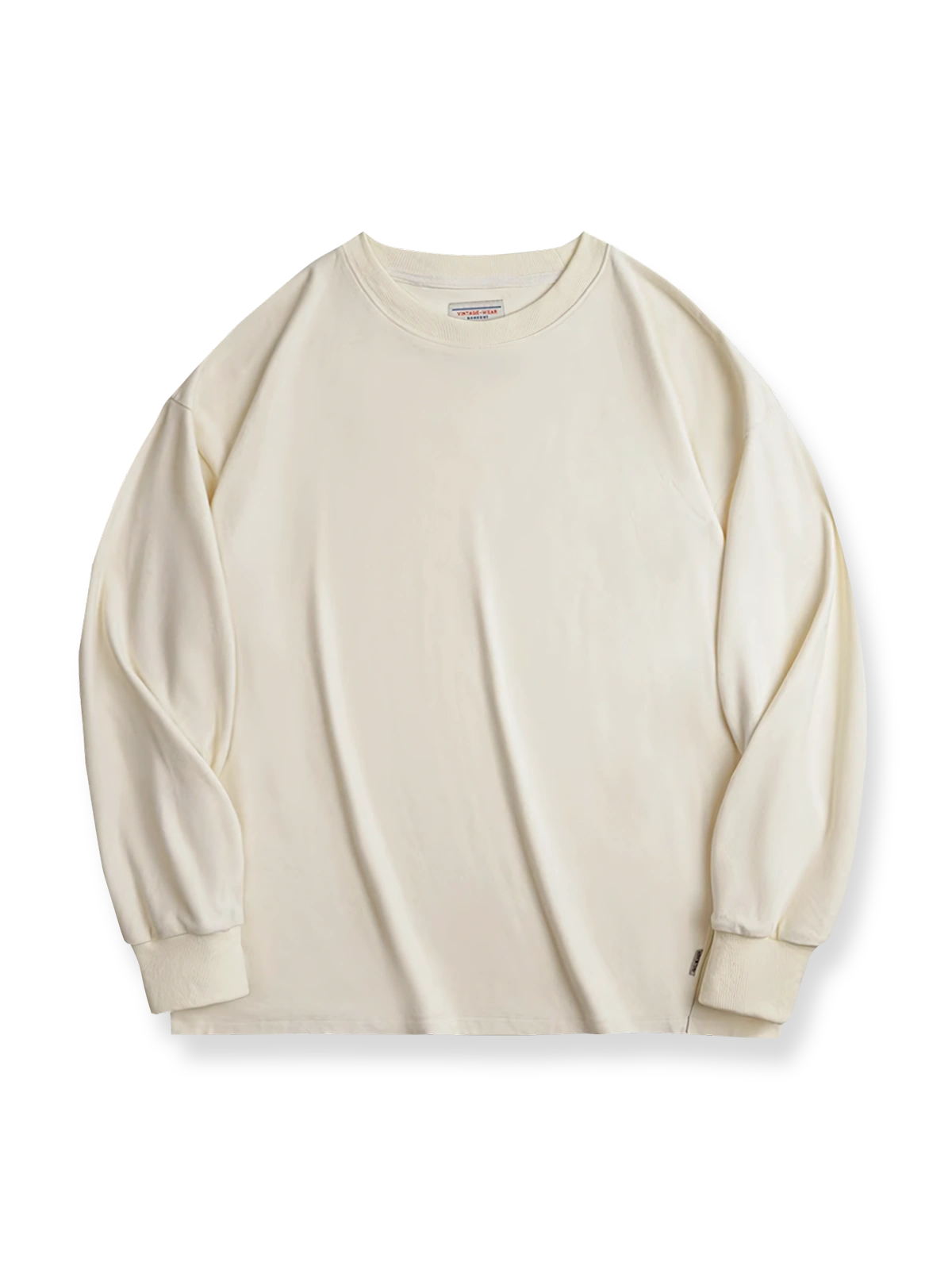 製品画像: 両面起毛ソフトフリース長袖Tシャツ クルーネックデザイン
詳細画像: ソフトフリース素材の起毛ディテール