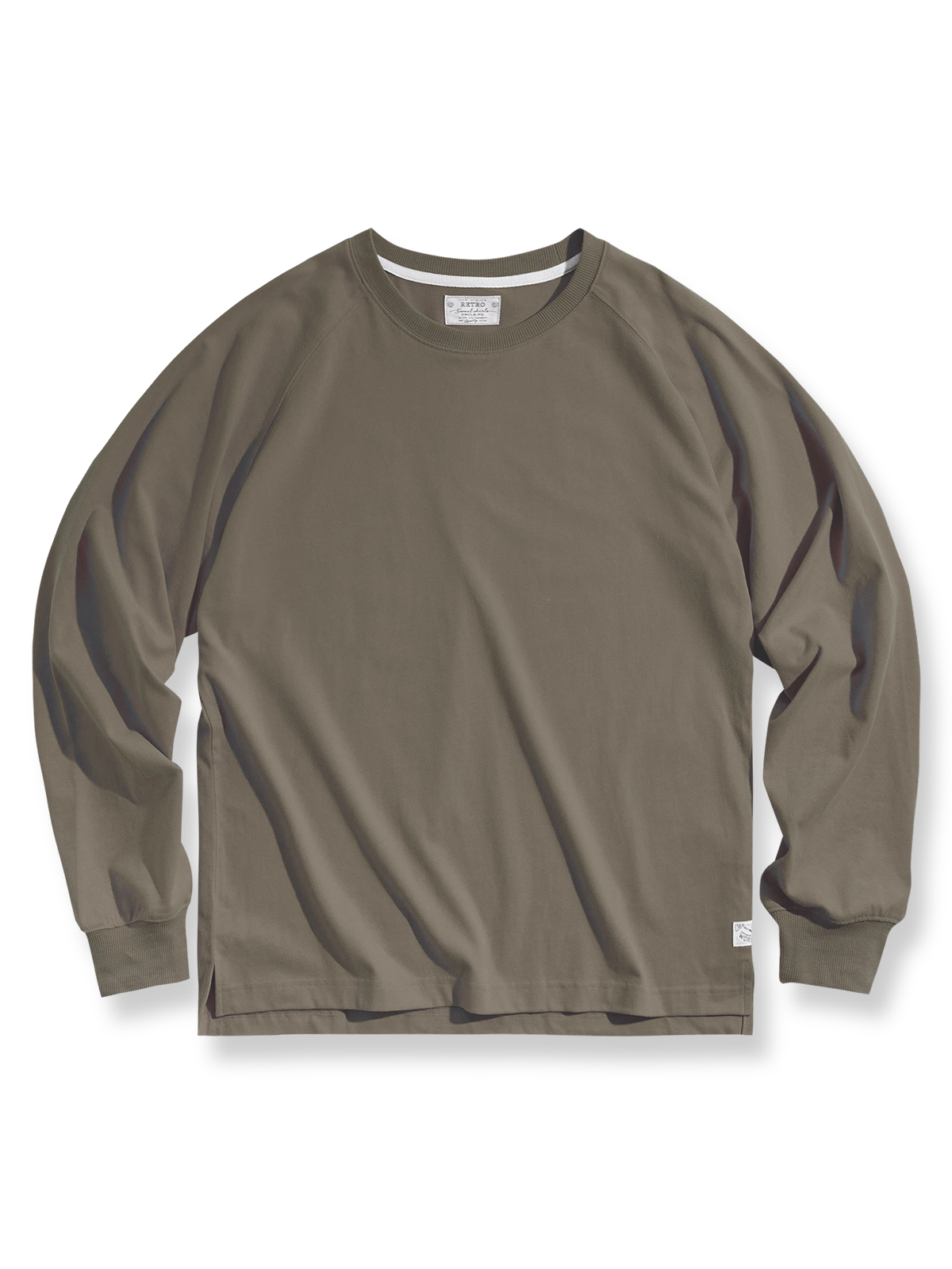 クラシック無地クルーネック長袖Tシャツの多色展示