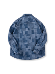 製品画像: ボロ風ヴィンテージデニムシャツの反面図