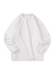 パッチワーク風レイヤード長袖Tシャツ