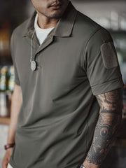 半開襟ミリタリースタイルポロシャツ