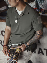 半開襟ミリタリースタイルポロシャツ