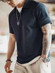 半開襟ミリタリースタイルポロシャツ