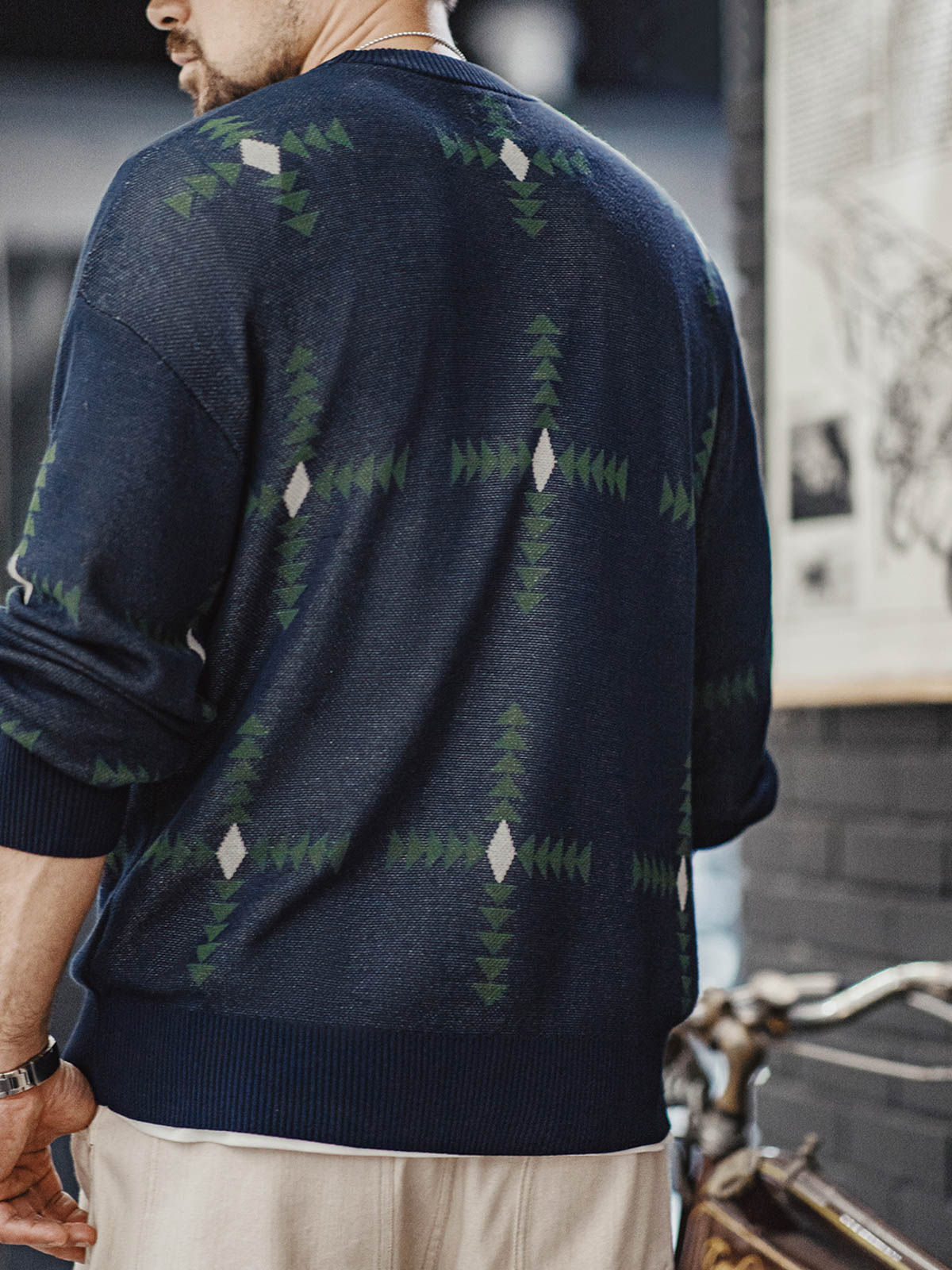 ヴィンテージ 幾何柄ニットセーターのディテール画像