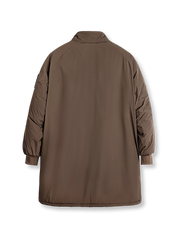 スタンドカラーロング厚手コートの面図