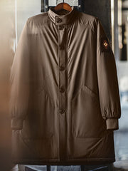 スタンドカラーロング厚手コートの面図