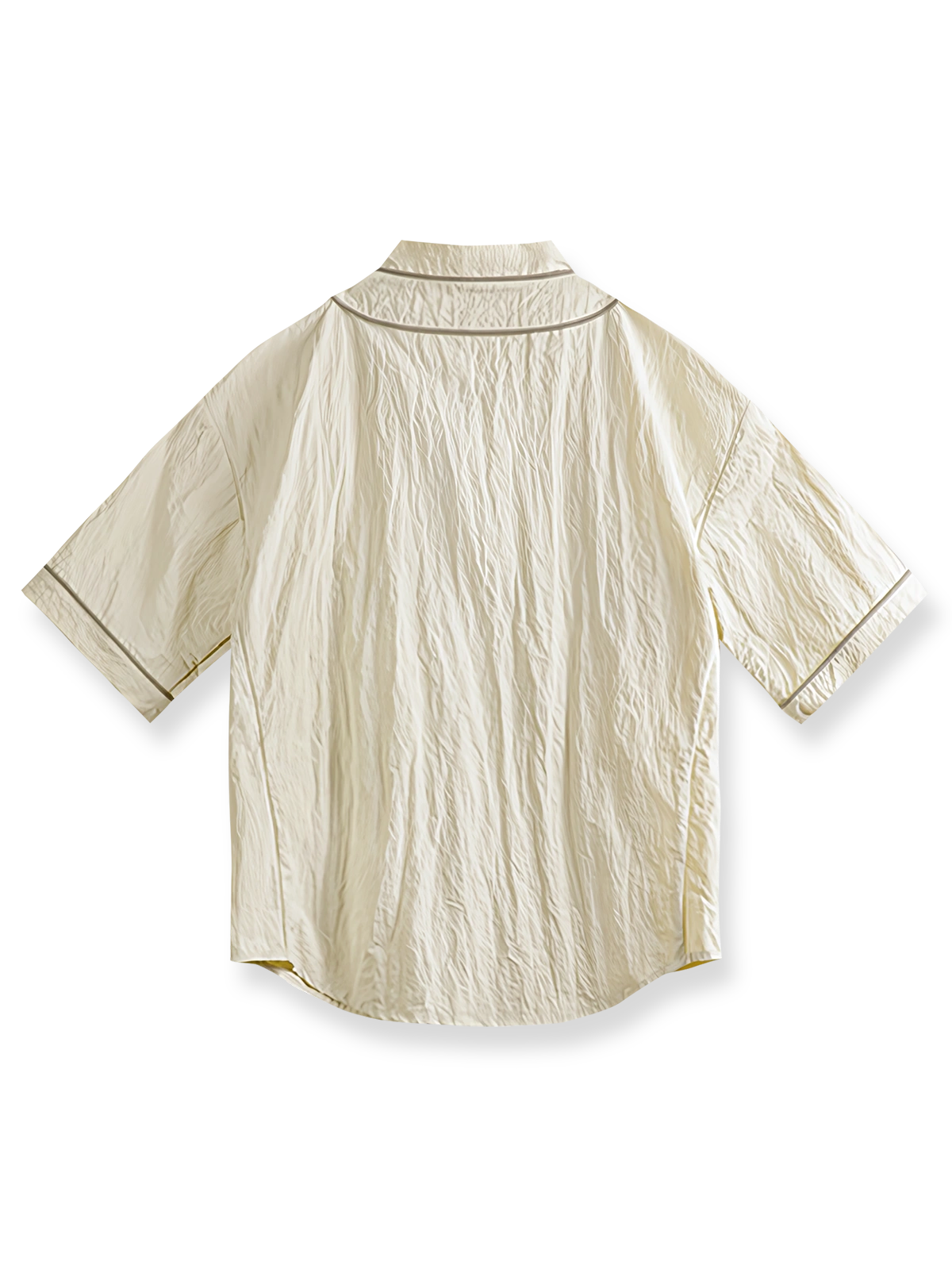 ヴィンテージシワ感ベースボールカラーアルファベットショートスリーブカーディガンの全景画像