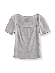 PESSOA CLUBのフレンチレトロスクエアネックニット半袖Tシャツ全体像