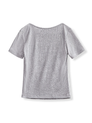 PESSOA CLUBのフレンチレトロスクエアネックニット半袖Tシャツ全体像