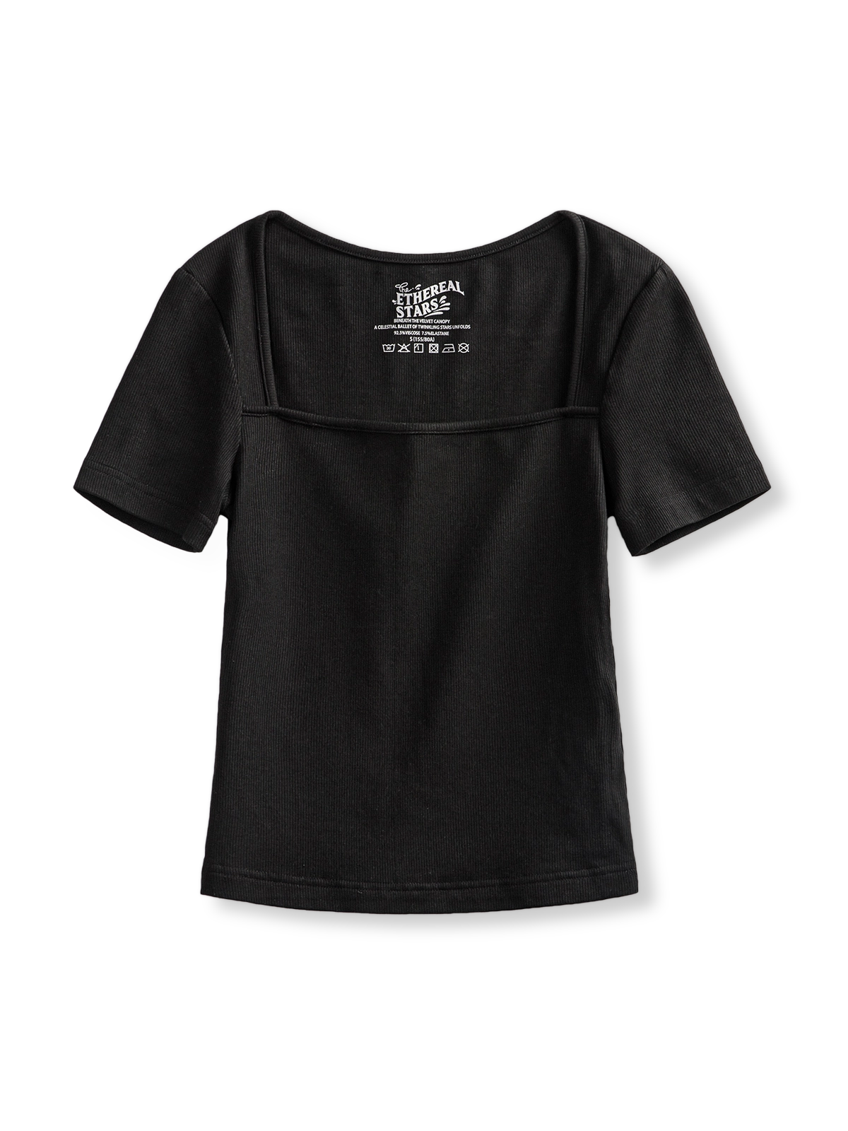 PESSOA CLUBのフレンチレトロスクエアネックニット半袖Tシャツ全体像