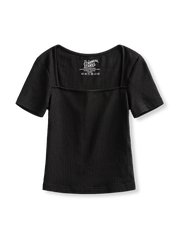 PESSOA CLUBのフレンチレトロスクエアネックニット半袖Tシャツ全体像