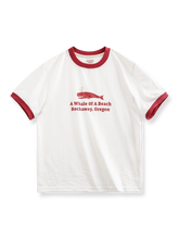 製品画像: イラスト風プリントロゴ半袖Tシャツの正面図
