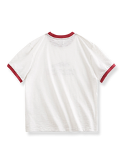 製品画像: イラスト風プリントロゴ半袖Tシャツの反面図