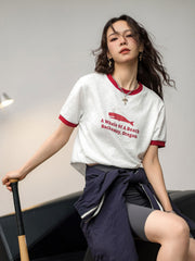 プリントロゴ半袖カジュアルTシャツ