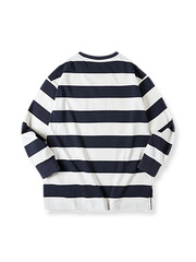 製品画像:アメリカン幅広ストライプ長袖Tシャツの反面図