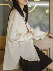 フレンチカジュアルドレープカラーシャツ