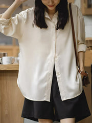 フレンチカジュアルドレープカラーシャツ