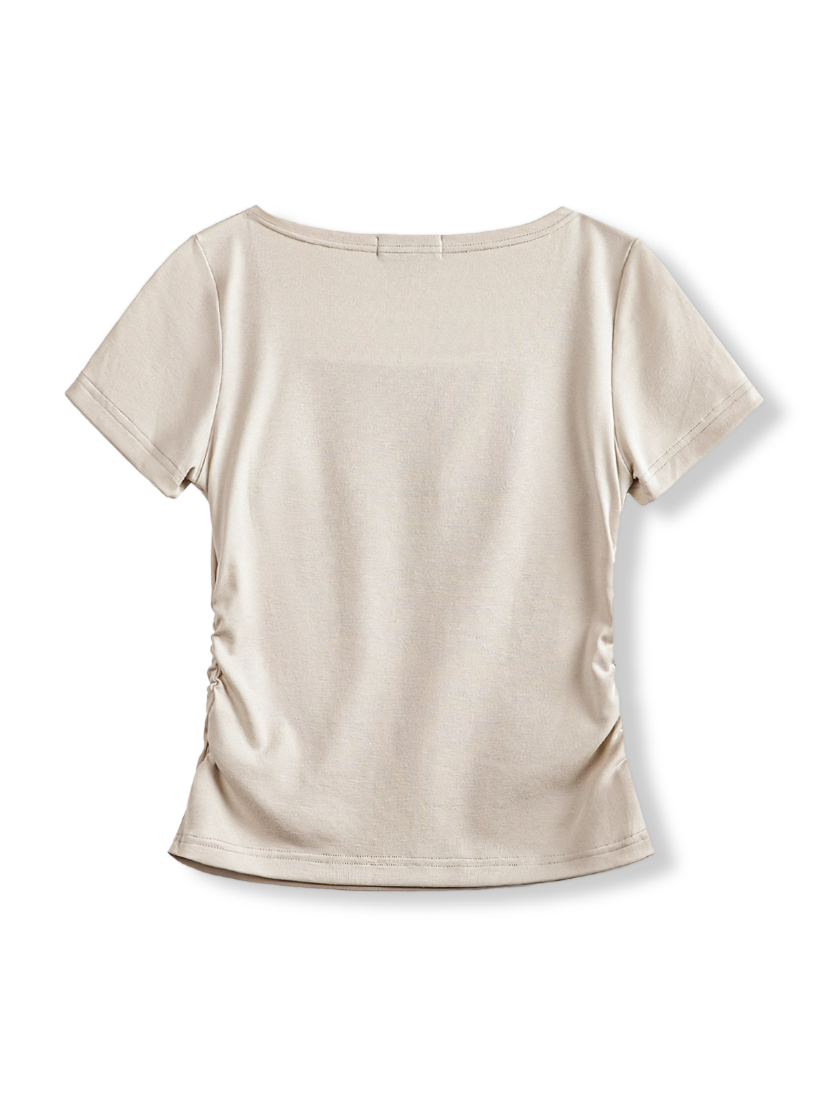 製品画像: フレンチスタイルのスクエアネック シャーリング スリムフィット 半袖Tシャツの全身展示画像