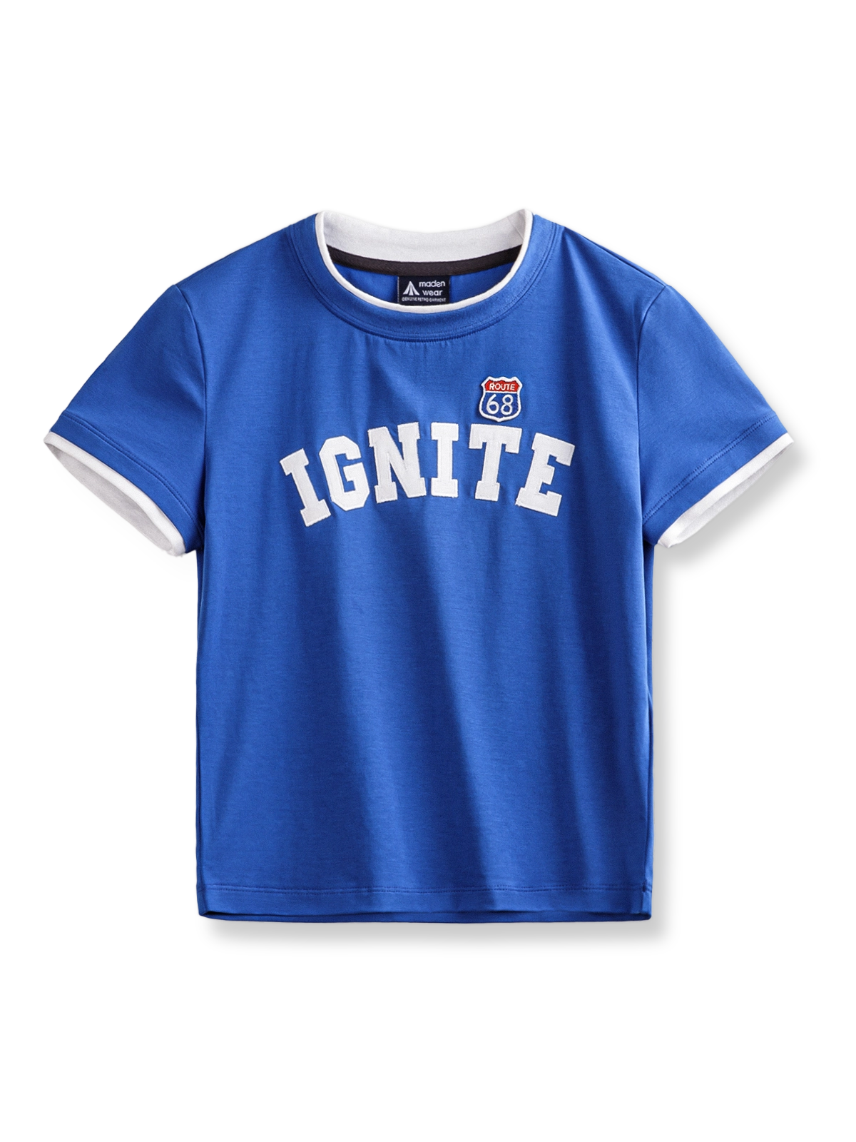 PESSOA CLUB アメリカンレトロ レタープリント ハイウエスト ショートTシャツ全体像