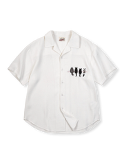 夏のワッフルチェック キャット刺繍 オーバーサイズシャツ正面展示。