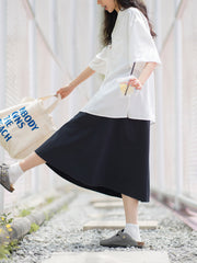 ネイビー ハイウエスト Aラインスカート