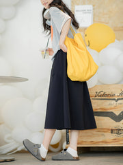 ネイビー ハイウエスト Aラインスカート