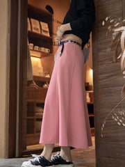 ハイウエストピンクフレアスカート