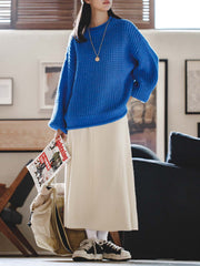 ベージュ ニットAライン スカート