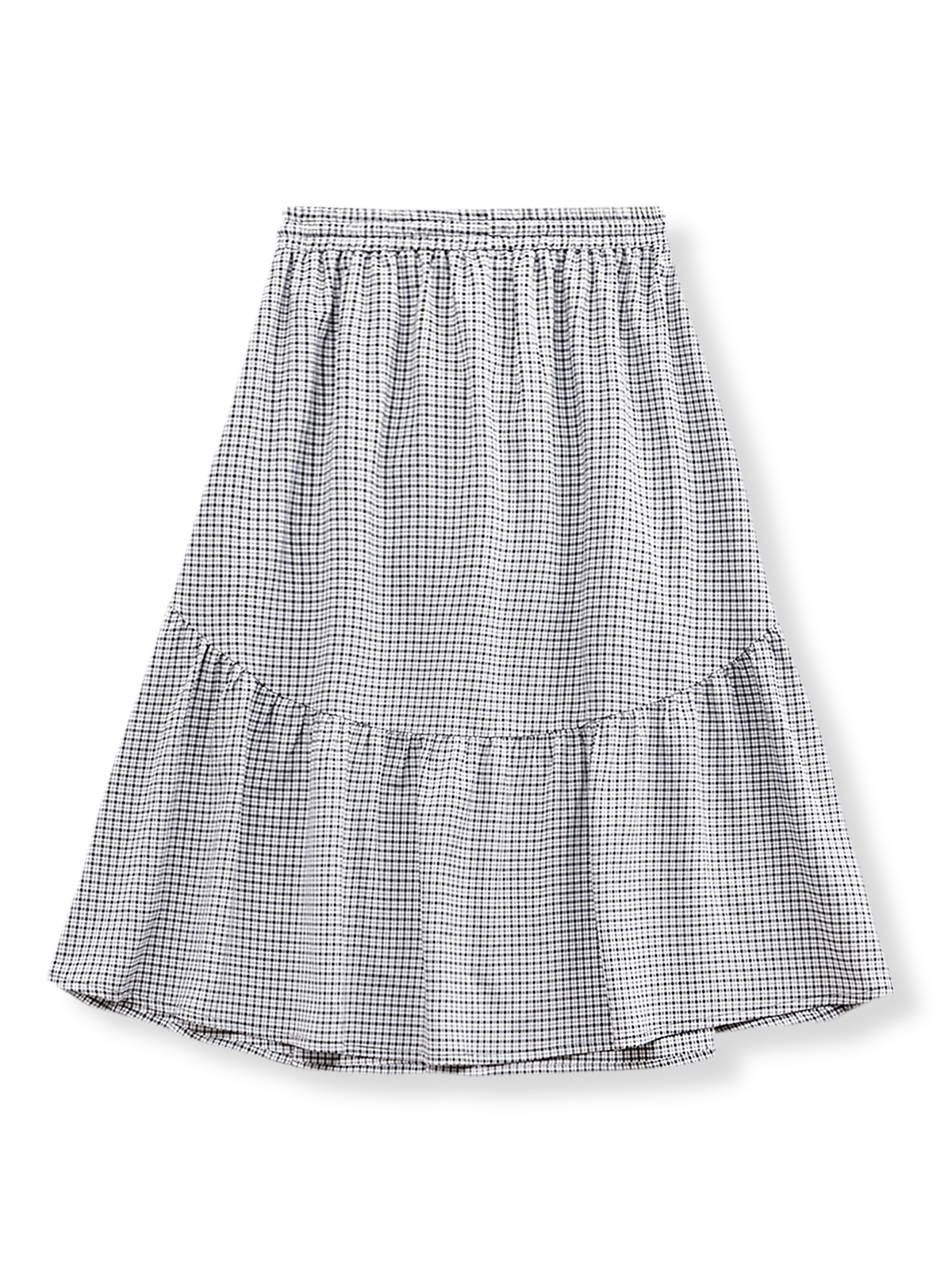 製品画像: ヴィンテージブラック&ホワイトチェックミディスカート全体図