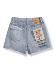 ハイウエストダメージデニムショートパンツ