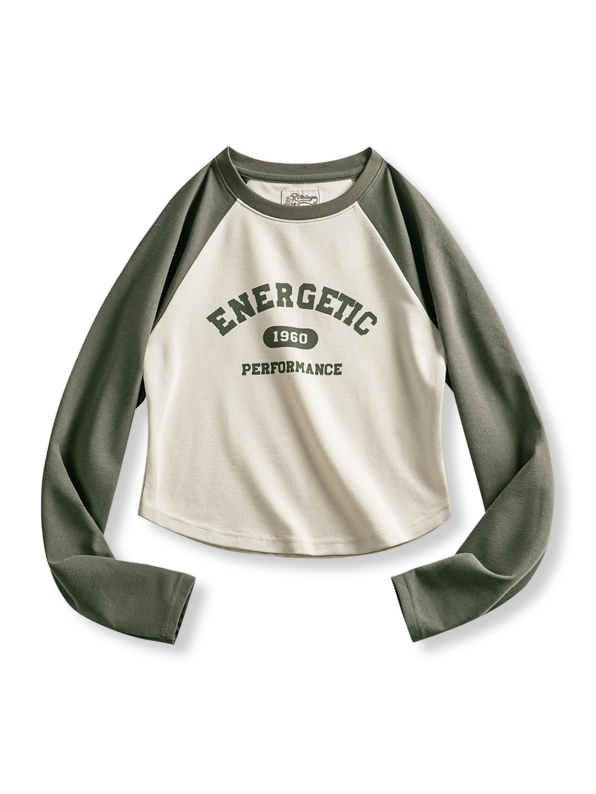 PESSOA CLUB アメリカンヴィンテージベースボールプリントコントラストカラーロングスリーブTシャツ正面展示