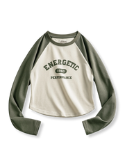 PESSOA CLUB アメリカンヴィンテージベースボールプリントコントラストカラーロングスリーブTシャツ正面展示