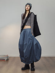 ディープミストブルー・バルーンランタンロングスカート