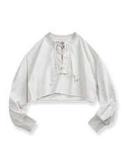 PESSOA CLUB フレンチレトロ ショート丈 ドローストリング Vネック スウェット全体像