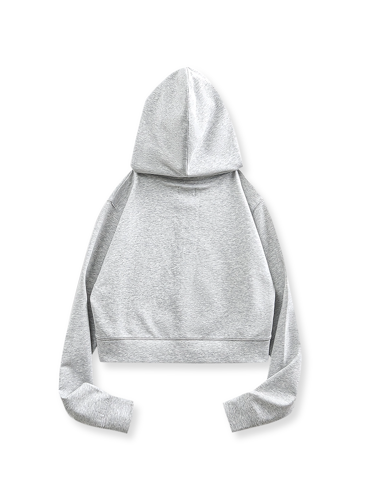 アメリカンストリートスタイルのグレーショート丈フーディージップアップ正面展示