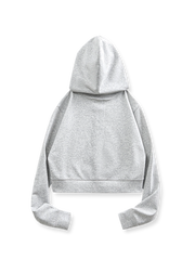 アメリカンストリートスタイルのグレーショート丈フーディージップアップ正面展示