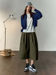 ワークスカートパンツ七分丈ワイドパンツ