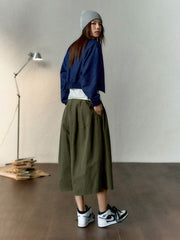 ワークスカートパンツ七分丈ワイドパンツ