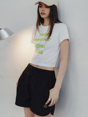 マルチランゲージプリント 半袖コットンTシャツ