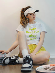 マルチランゲージプリント 半袖コットンTシャツ